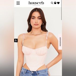 House of CB WILLOW 
BABY PINK CHIFFON GATHERED BUST CROPPED CORSET